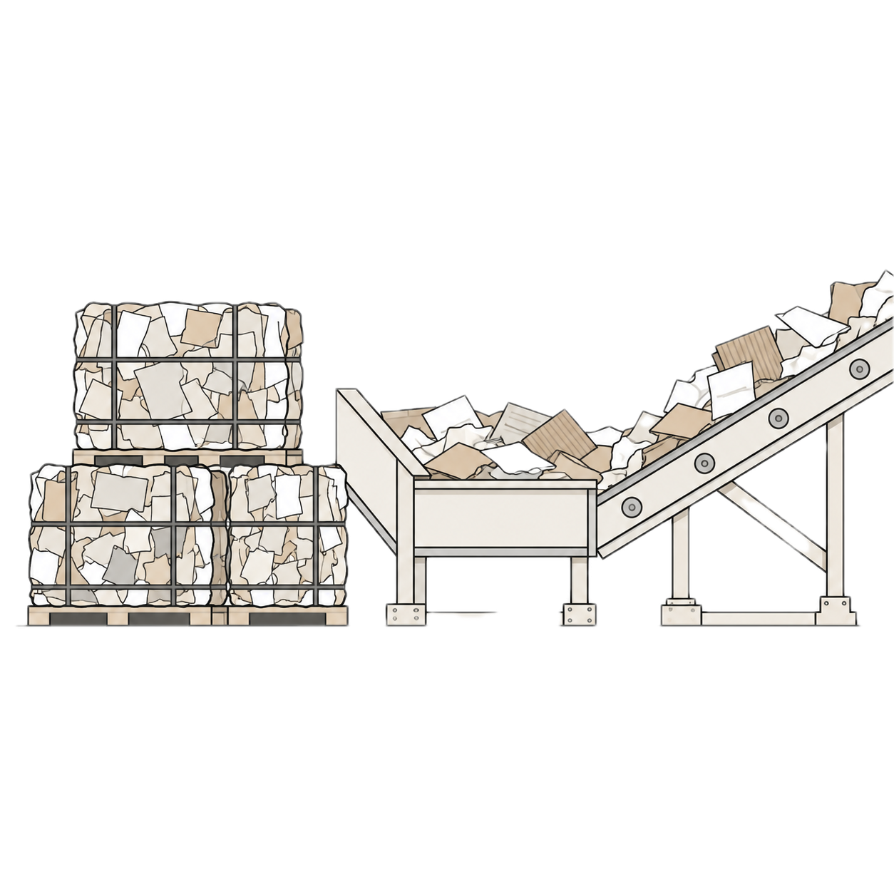 Recovered paper prepared for recycling