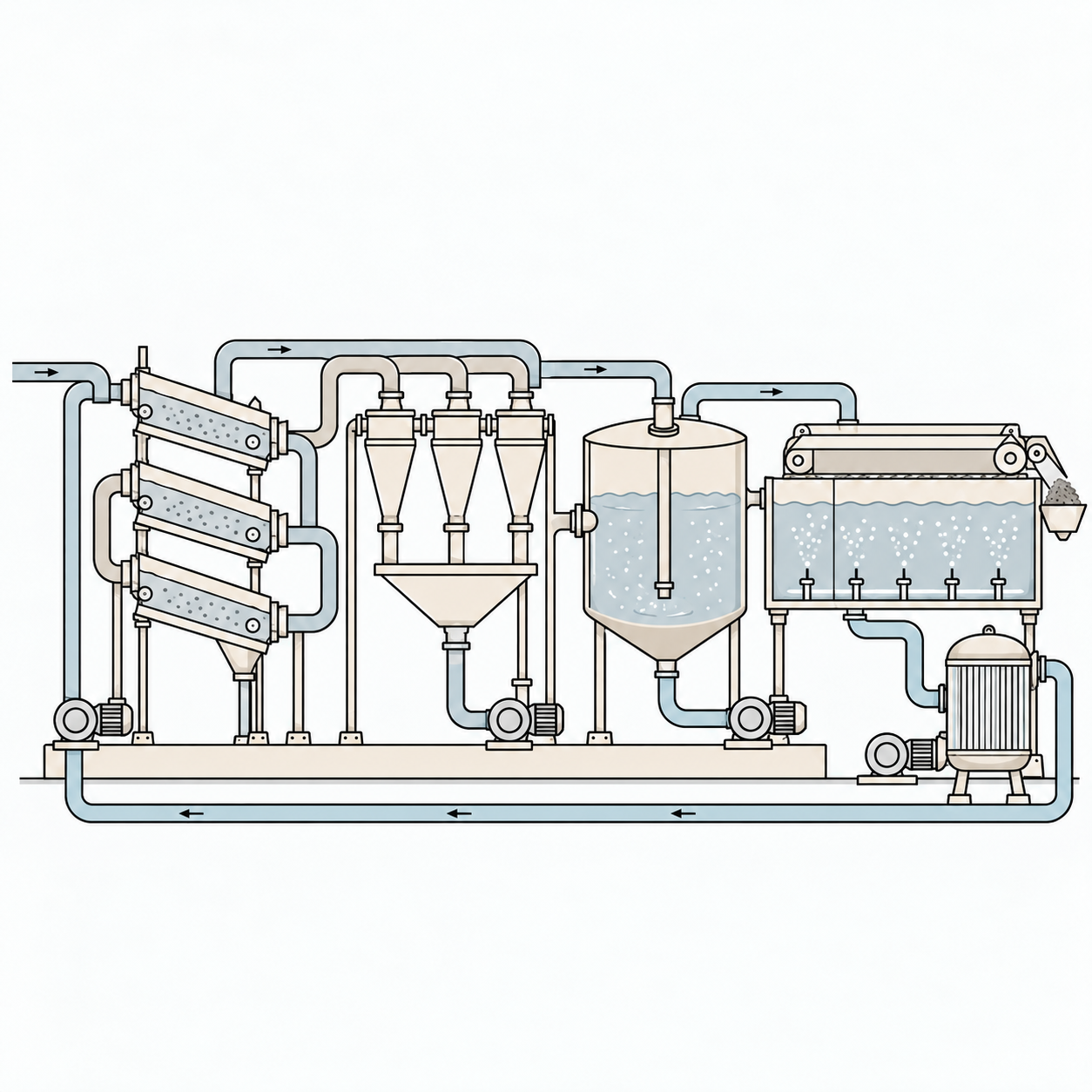 Pulp purification and closed-loop white water treatment system